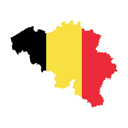 Illustratie kaart van België met de vlag van België erin.