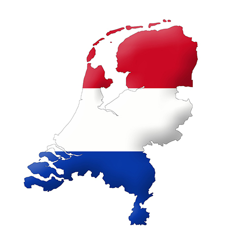 Illustratie kaart van Nederland met de Nederlandse vlag erin.